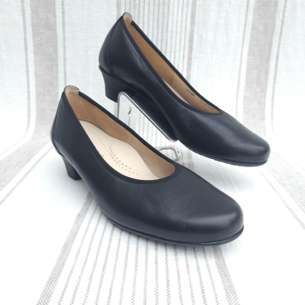 SAS Shoes Milano Pumps Womens 10.5 Double Wide Black Leather Low Heel Comfort